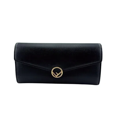 Pre-owned Fendi Black Leather Long Wallet (bi-fold) ()