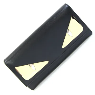 Pre-owned Fendi Black Leather Long Wallet (bi-fold) ()