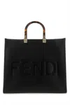 FENDI BLACK LEATHER MEDIUM SUNSHINE SHOPPING BAG