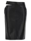 Fendi Cut-out Leather Midi Pencil Skirt In Black