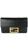 Fendi Black Leather Mini Flat Baguette With Black 'strap You' Strap (authentic Pre-loved)