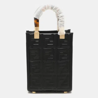 Pre-owned Fendi Black Leather Mini Sunshine Tote