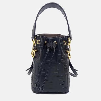 Pre-owned Fendi Black Leather Montrezo Bucket Bag Mini
