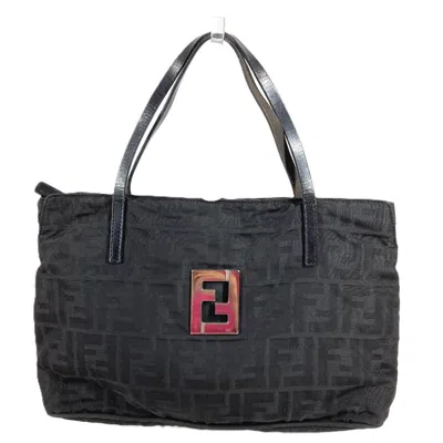 Pre-owned Fendi Black Leather Nylon Handbag Tote Bag ()