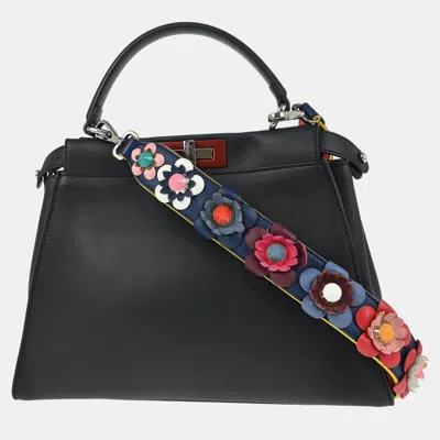 Pre-owned Fendi Black Leather Peekaboo 2way Handbag