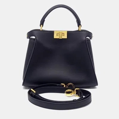 Pre-owned Fendi Black Leather Peekaboo Essentially Mini (8bn302)