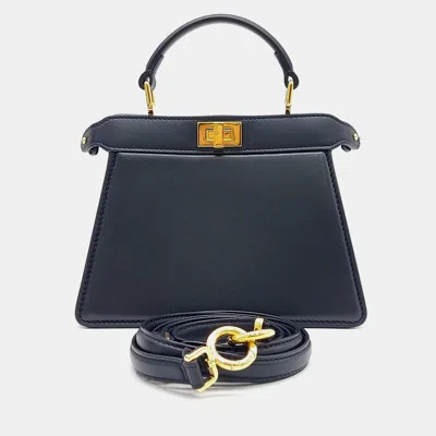 Pre-owned Fendi Black Leather Peekaboo I See U Petite