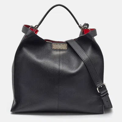 Pre-owned Fendi Black Leather Peekaboo X-lite Fit Shopper Tote