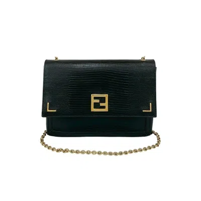 Pre-owned Fendi Black Leather Pochette Shoulder Bag ()