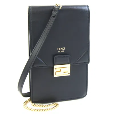 Pre-owned Fendi Black Leather Pochette Shoulder Bag ()