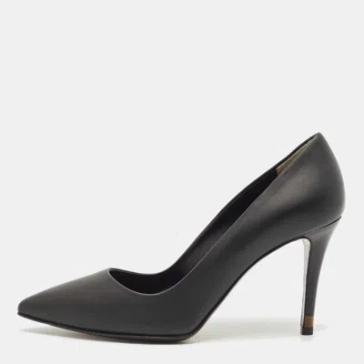 Pre-owned Fendi Black Leather Pointed Toe Pumps Size 35.5