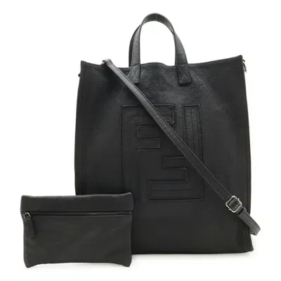 Pre-owned Fendi Black Leather Pouch Shoulder Bag Tote Bag ()
