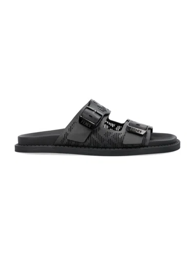 Fendi Black Leather Sandals