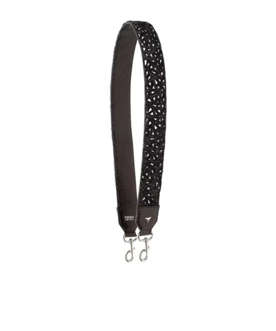 Fendi Black Leather Shoulder Strap