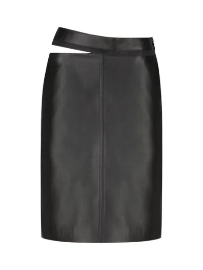 Fendi Black Leather Skirt