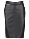 Fendi Cut-out Leather Midi Pencil Skirt In Black