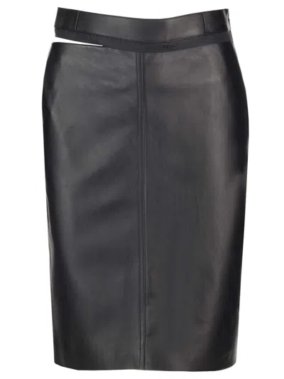 FENDI BLACK LEATHER SKIRT