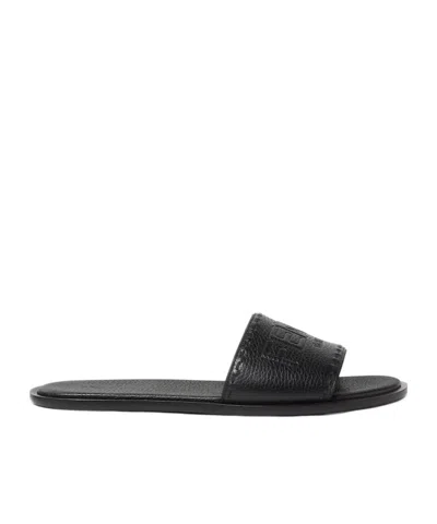 Fendi Black Leather Slides