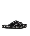 Fendi Black Leather Slides In Black