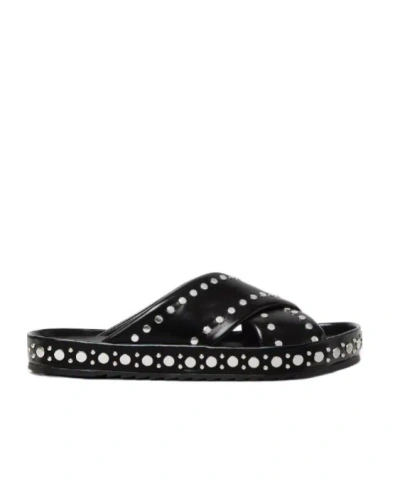 Fendi Black Leather Slides