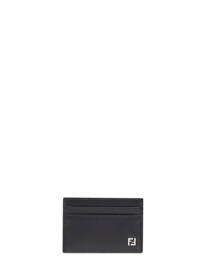 Fendi Black Leather Slim Squared Ff Card Holder