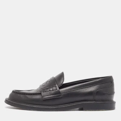Pre-owned Fendi Black Leather Slip On Loafers Size 36
