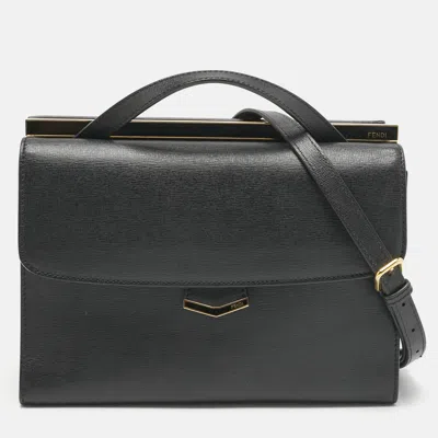 Pre-owned Fendi Black Leather Small Demi Jour Top Handle Bag