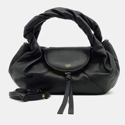 Pre-owned Fendi Black Leather Spy Small (8br838)