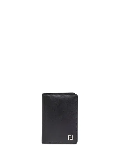 Fendi Black Leather Squared Ff Card Holder