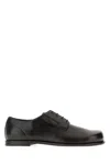 Fendi Leather Lace-up Shoes Squared Toe In Black