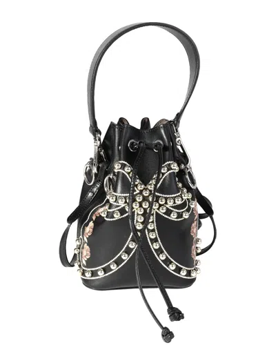Fendi Black Leather Studded Bow Mon Tresor Bucket Bag (authentic Pre-loved)