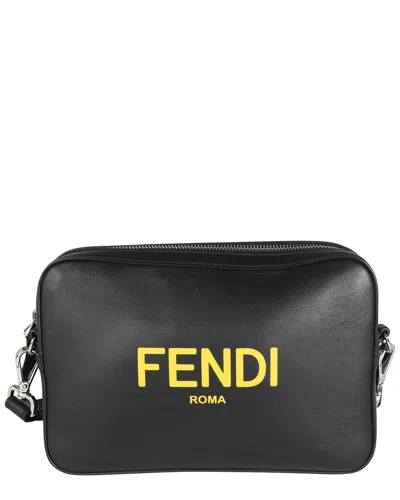 Fendi Black Leather Sunflower Logo Mini Camera Bag (authentic Pre-loved)