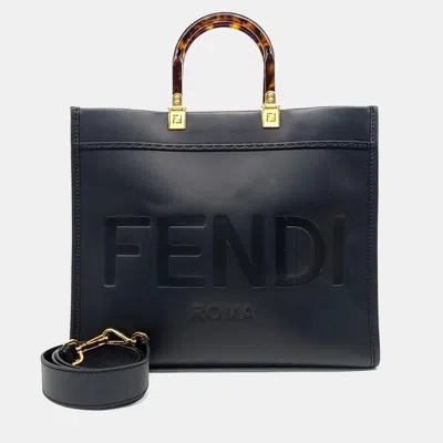 Pre-owned Fendi Black Leather Sunshine Tote Bag