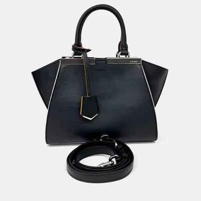 Pre-owned Fendi Black Leather Twaijour Mini (8bh333)