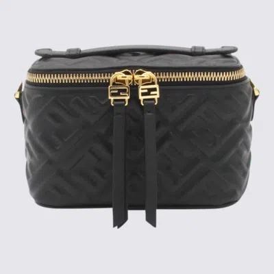 Fendi Black Leather Vanity Top Handle Bag