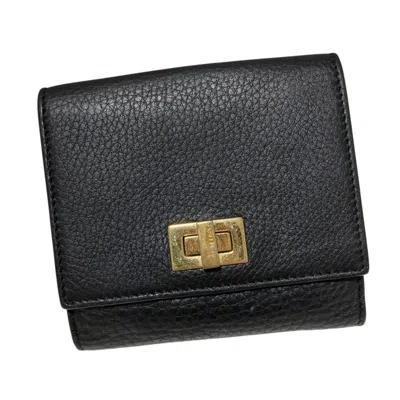 Pre-owned Fendi Black Leather Wallet (bi-fold) ()