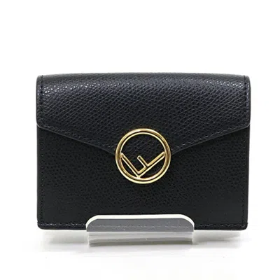 Pre-owned Fendi Black Leather Wallet (tri-fold) ()