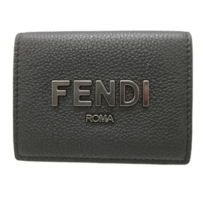 Pre-owned Fendi Black Leather Wallet (tri-fold) ()