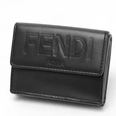 Pre-owned Fendi Black Leather Wallet (tri-fold) ()