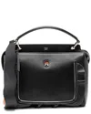 Fendi Black Leather Waves Dotcom Medium Satchel (authentic Pre-loved) In Black