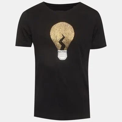 Pre-owned Fendi Black Lightbulb Embellished Cotton Crew Neck T-shirt M