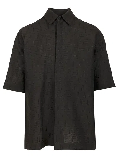 Fendi Ff Jacquard Shirt In Black