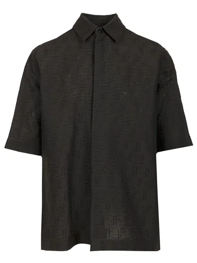Fendi Black Linen Ff Jacquard Shirt Shirts Black