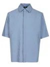 Fendi Black Linen Ff Jacquard Shirt Shirts Light Blue In Blue