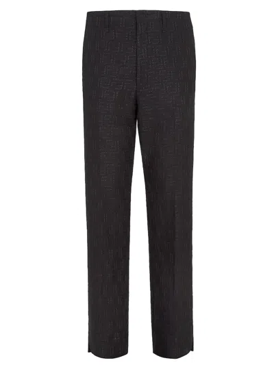 FENDI LINEN FF JACQUARD TROUSERS