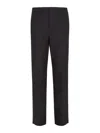 Fendi Trousers In Black Ff Jacquard Linen Blend In Black