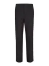Fendi Trousers In Black Ff Jacquard Linen Blend In Negro