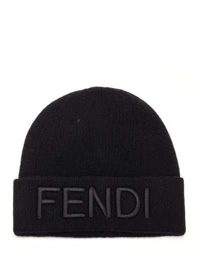 Fendi Black Log Hat Hats Black