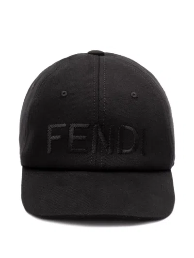 FENDI BLACK LOGO BASEBALL HAT