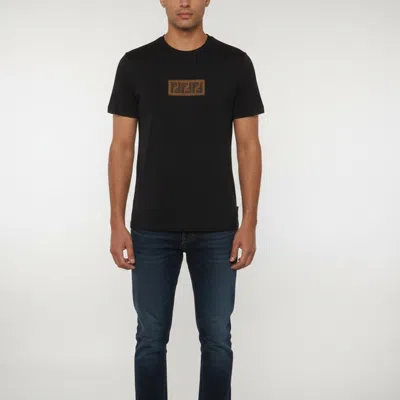 Pre-owned Fendi Black Logo Embroidered Jersey T-shirt Xl